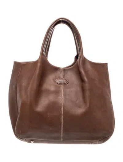 Pre-owned Tod's Leather Top Handle Bag In Brown