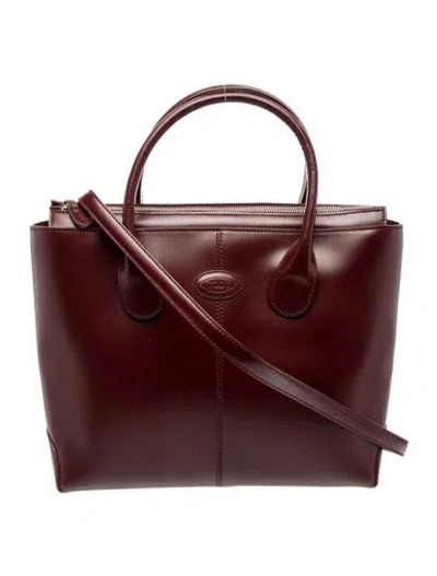 Pre-owned Tod's Leather Top Handle Bag In Burgundy