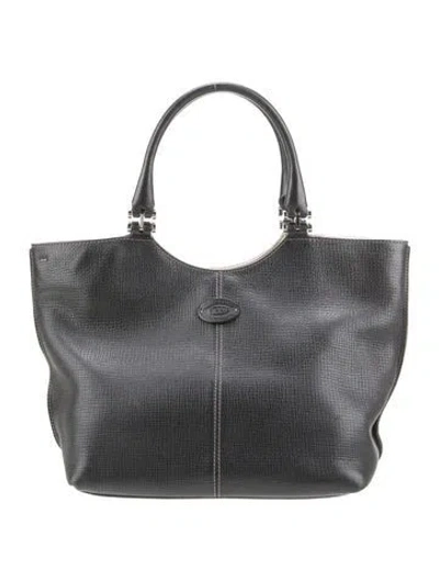 Pre-owned Tod's Leather Top Handle Bag In Gray