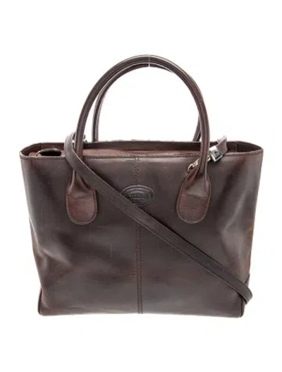Pre-owned Tod's Leather Top Handle Bag In Grey