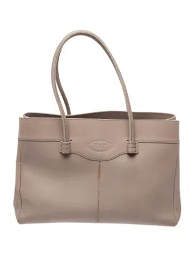 Pre-owned Tod's Leather Top Handle Bag In Neutral