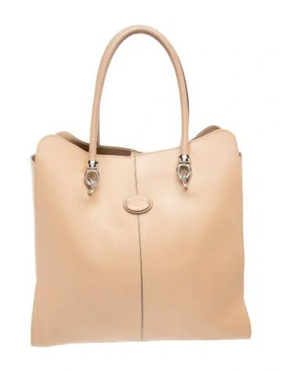 Pre-owned Tod's Leather Top Handle Bag In Neutral