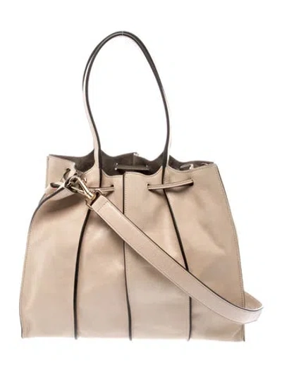 Pre-owned Tod's Leather Top Handle Bag In Neutral