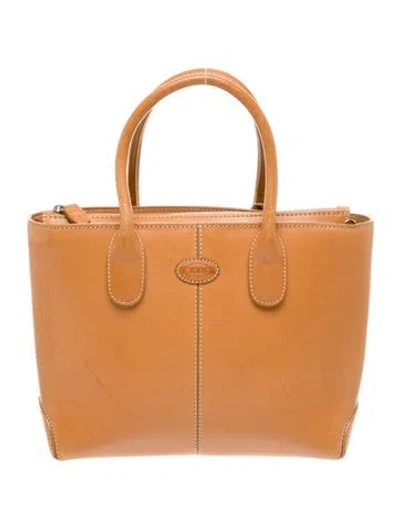Pre-owned Tod's Leather Top Handle Bag In Neutral