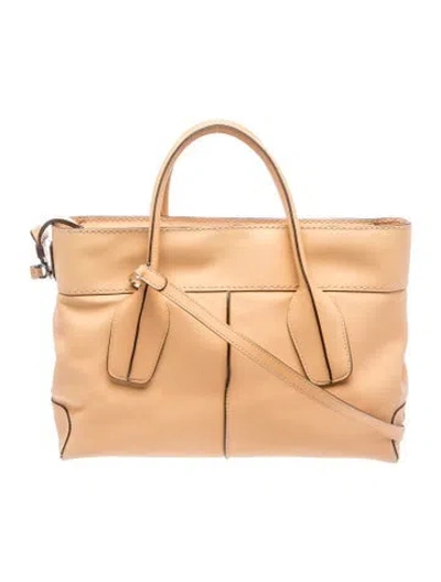Pre-owned Tod's Leather Top Handle Bag In Neutral