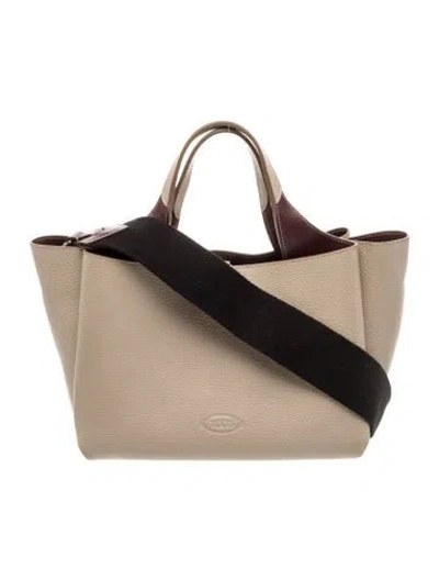 Pre-owned Tod's Leather Top Handle Bag In Neutral