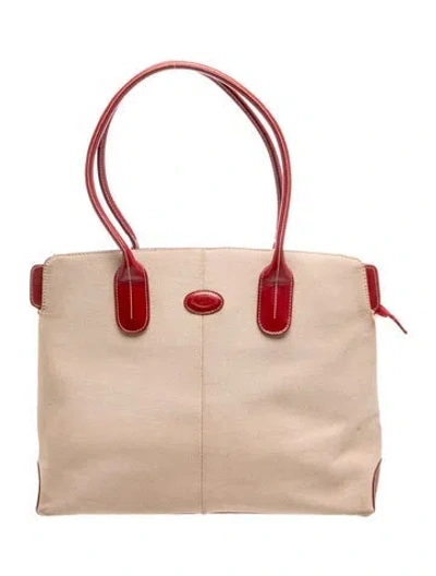 Pre-owned Tod's Leather Top Handle Bag In Neutral