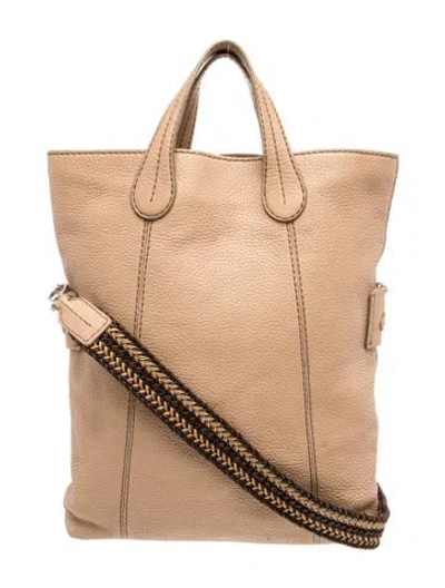 Pre-owned Tod's Leather Top Handle Bag In Neutral