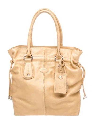 Pre-owned Tod's Leather Top Handle Bag In Neutral