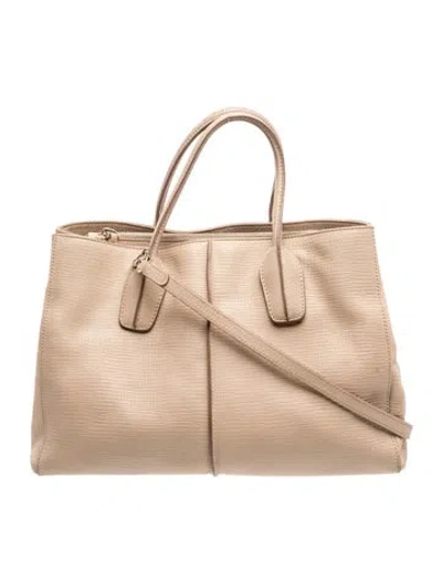 Pre-owned Tod's Leather Top Handle Bag In Neutral