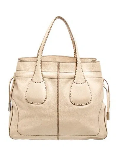 Pre-owned Tod's Leather Top Handle Bag In Neutral
