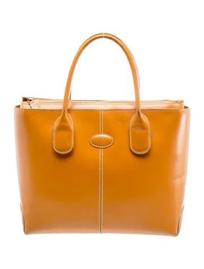 Pre-owned Tod's Leather Top Handle Bag In Neutral
