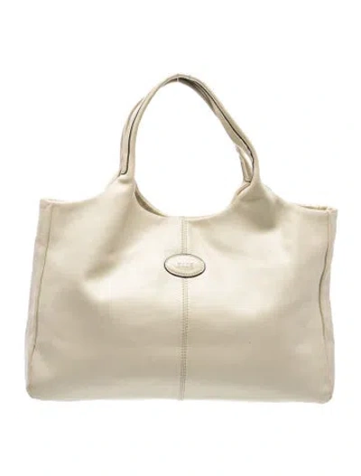 Pre-owned Tod's Leather Top Handle Bag In Neutral