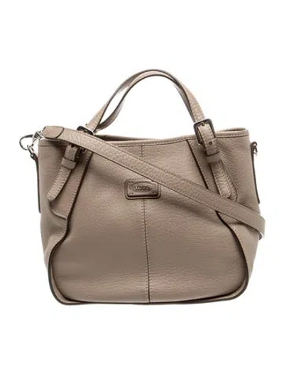 Pre-owned Tod's Leather Top Handle Bag In Neutral