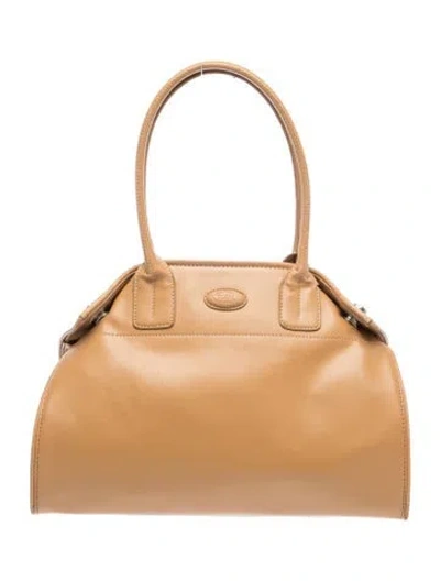 Pre-owned Tod's Leather Top Handle Bag In Neutral