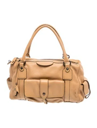 Pre-owned Tod's Leather Top Handle Bag In Neutral