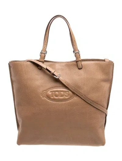 Pre-owned Tod's Leather Top Handle Bag In Neutral