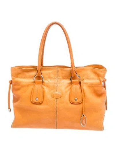 Pre-owned Tod's Leather Top Handle Bag In Orange