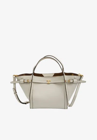 Tod's Logo Small Leather Tote In Orange