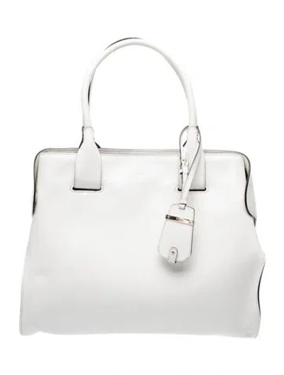 Pre-owned Tod's Leather Top Handle Bag In White