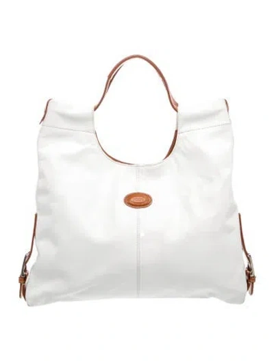 Pre-owned Tod's Leather Top Handle Bag In White