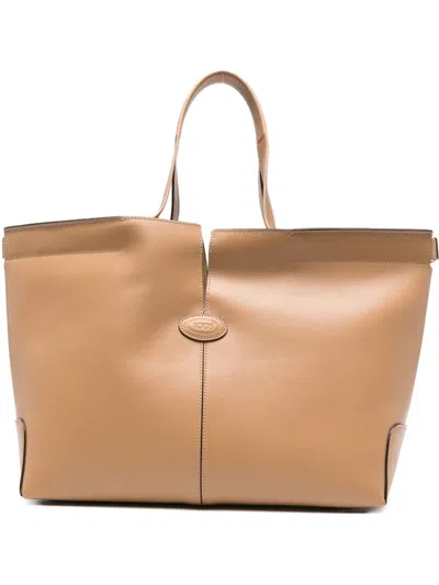 Tod's Leather Tote Bag In Brown