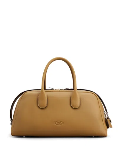 Tod's Leather Tote Bag In Dull Gold