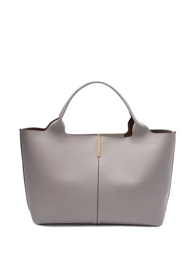 Tod's Leather Tote Bag In Grey