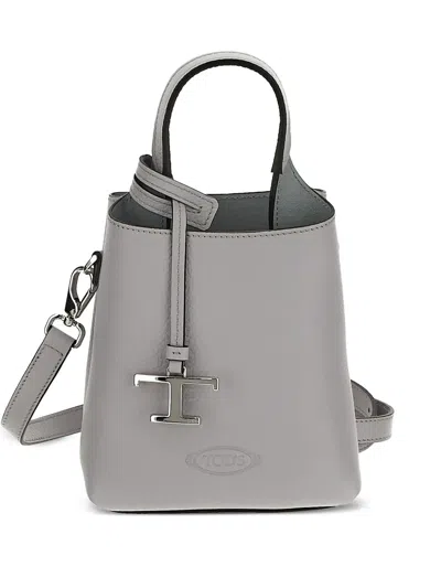 Tod's Leather Tote Bag In Grey