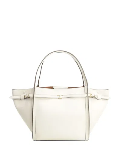 Tod's Small Leather Shopping Bag With T Timeless Strap In White