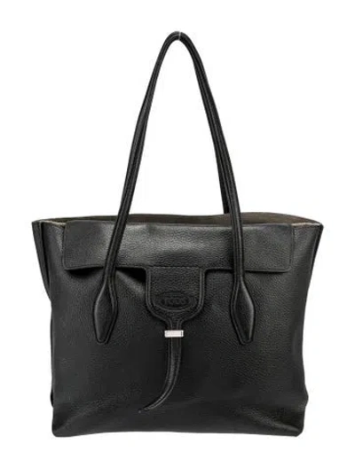 Pre-owned Tod's Leather Tote In Black