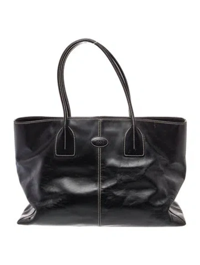 Pre-owned Tod's Leather Tote In Black