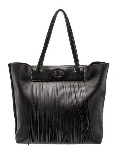 Pre-owned Tod's Leather Tote In Black