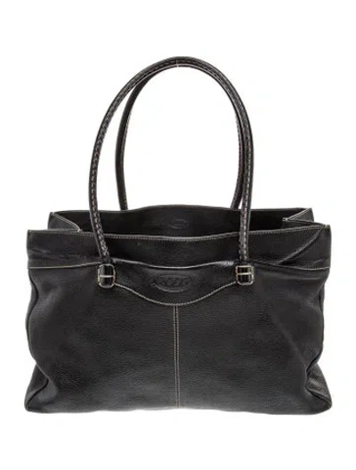 Pre-owned Tod's Leather Tote In Black