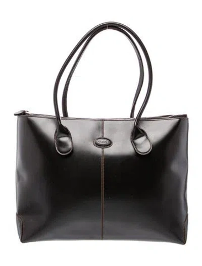 Pre-owned Tod's Leather Tote In Black