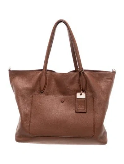 Pre-owned Tod's Leather Tote In Brown