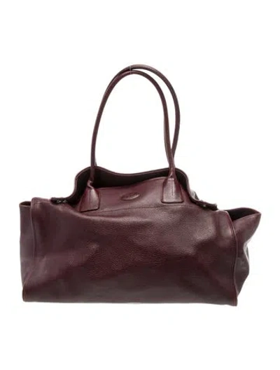 Pre-owned Tod's Leather Tote In Burgundy