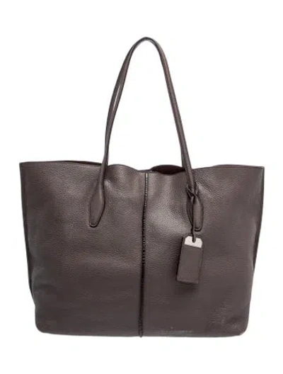 Pre-owned Tod's Leather Tote In Gray