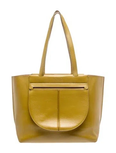 Pre-owned Tod's Leather Tote In Green