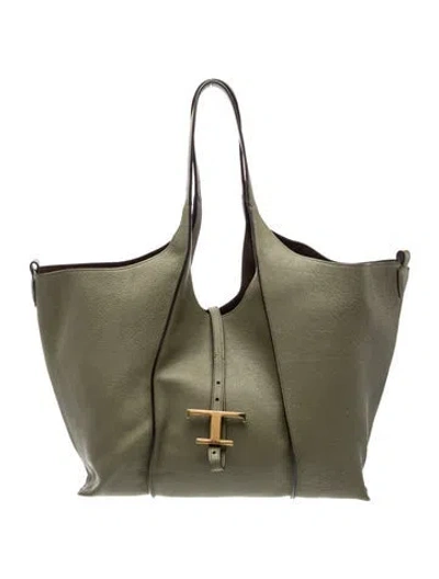 Pre-owned Tod's Leather Tote In Green