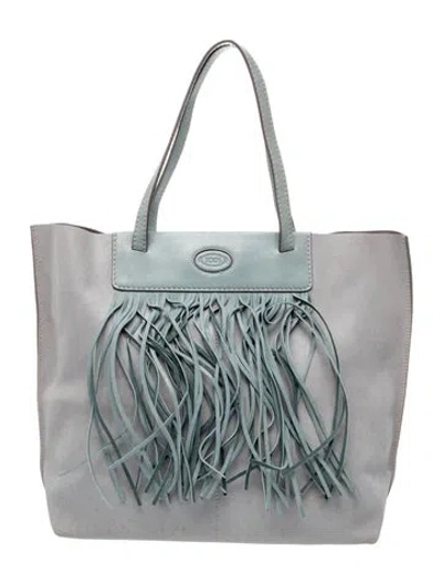 Pre-owned Tod's Leather Tote In Grey