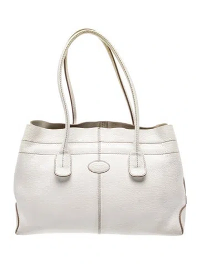 Pre-owned Tod's Leather Tote Medium In White