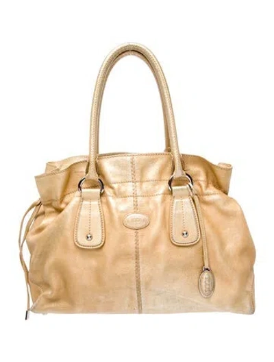 Pre-owned Tod's Leather Tote In Neutral
