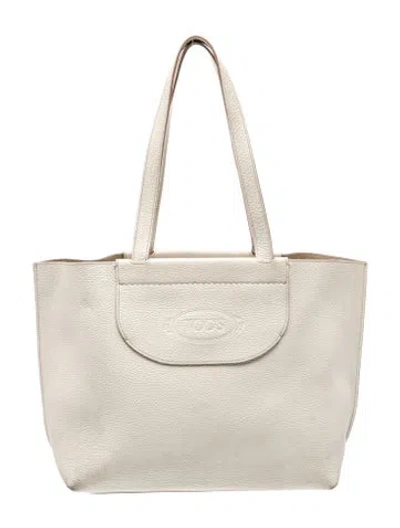 Pre-owned Tod's Leather Tote In Neutral