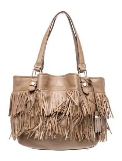 Pre-owned Tod's Leather Tote In Neutrals