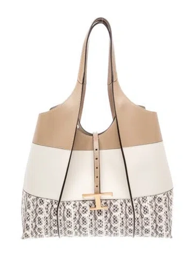 Pre-owned Tod's Leather Tote In Neutrals