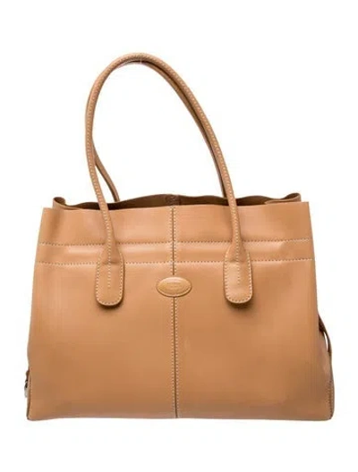 Pre-owned Tod's Leather Tote In Neutrals