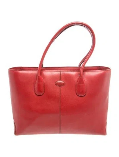 Pre-owned Tod's Leather Tote In Red