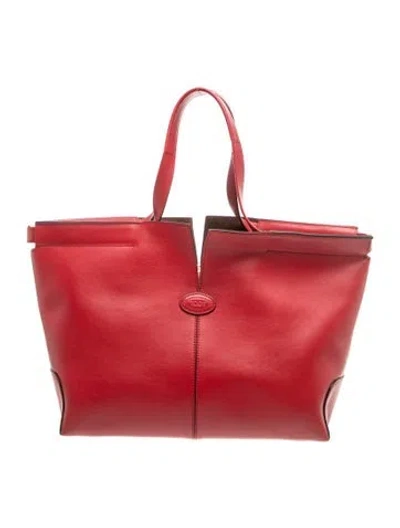 Pre-owned Tod's Leather Tote In Red