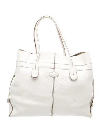Pre-owned Tod's Leather Tote In White